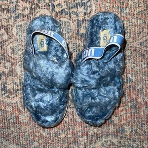UGG Blue Fluffy Slippers